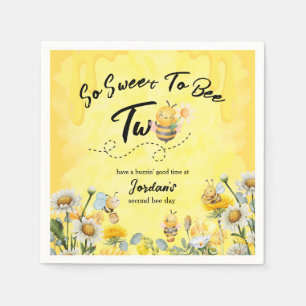 Cute Sweet To Bee Two Wildflower 1st birthday Napkins