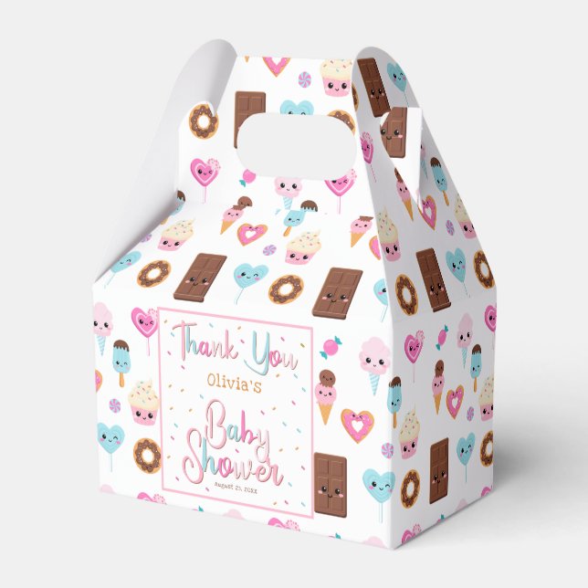 Cute Sweet & Treats Baby Shower Thank You Favor Boxes (Front Side)