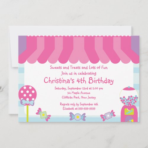 Cute Sweet Treats Birthday Party Invitation