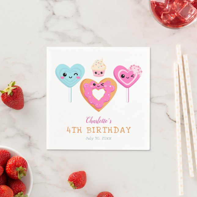 Cute Sweet & Treats Celebration Birthday Party  Napkins (Insitu)