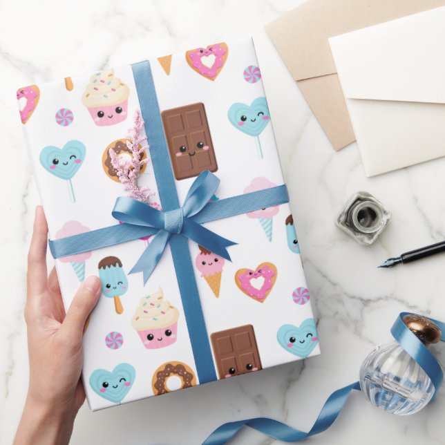 Cute Sweet & Treats Celebration Birthday Party Wrapping Paper (Gifting)