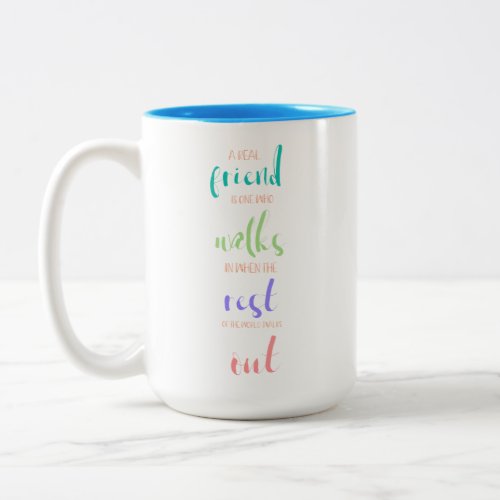 cute sweet true friendship quote pastel colors Two_Tone coffee mug