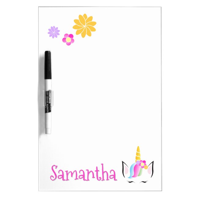 Cute Sweet Unicorn School Personalized Dry Erase Board (Front)