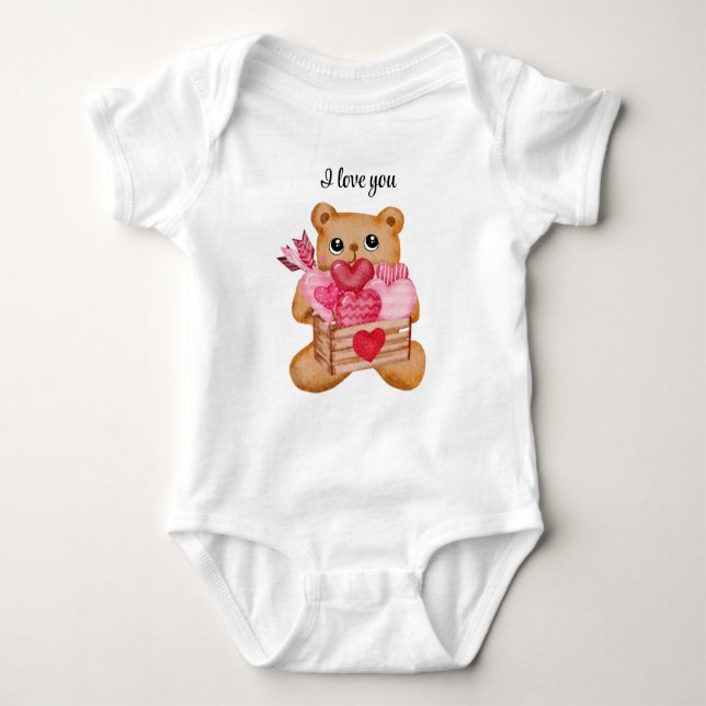 cute sweet valentine bear baby bodysuit (Front)