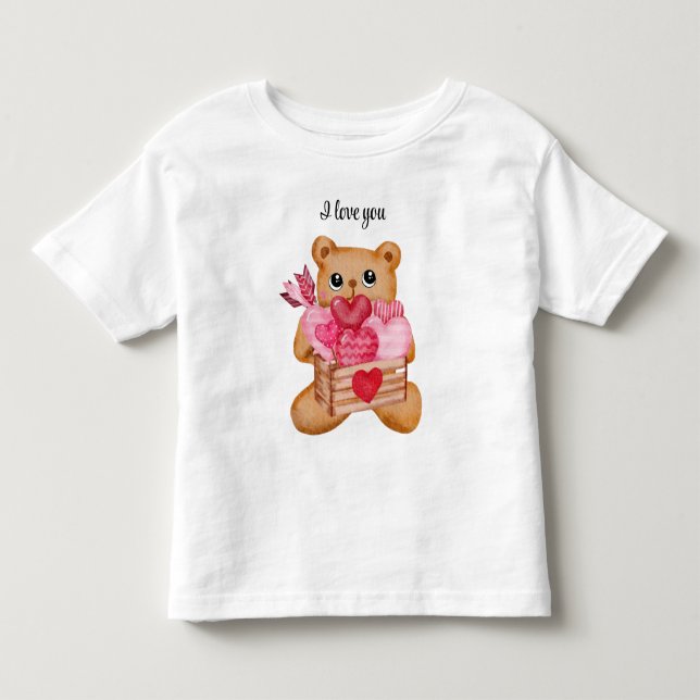 cute sweet valentine bear toddler t-shirt (Front)