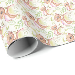 *~* Cute Sweet Whimsical Flying Dragon Dinosaurs Wrapping Paper