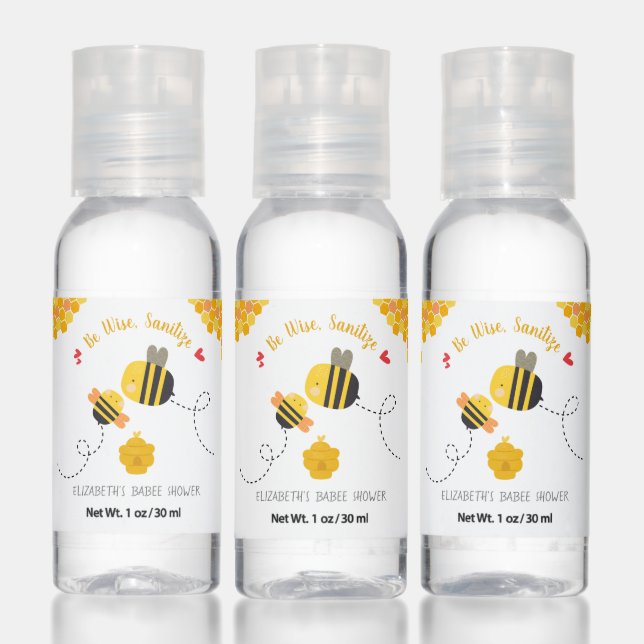 Cute Sweet Yellow Bee Kawaii Baby Shower Thank You Hand Sanitizer (Set)