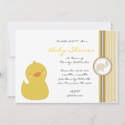 CUTE Sweet Yellow Ducky Baby Shower Personalized Invites