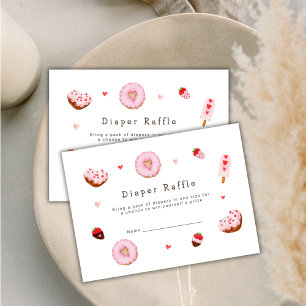 Cute Sweetheart Donuts Diaper Raffle Baby Shower Enclosure Card