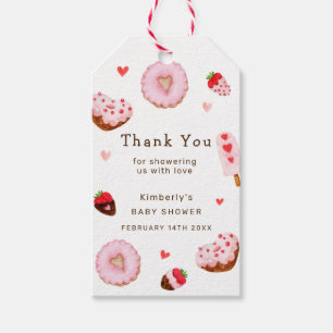 Cute Sweetheart Donuts Valentines Baby Shower Gift Tags