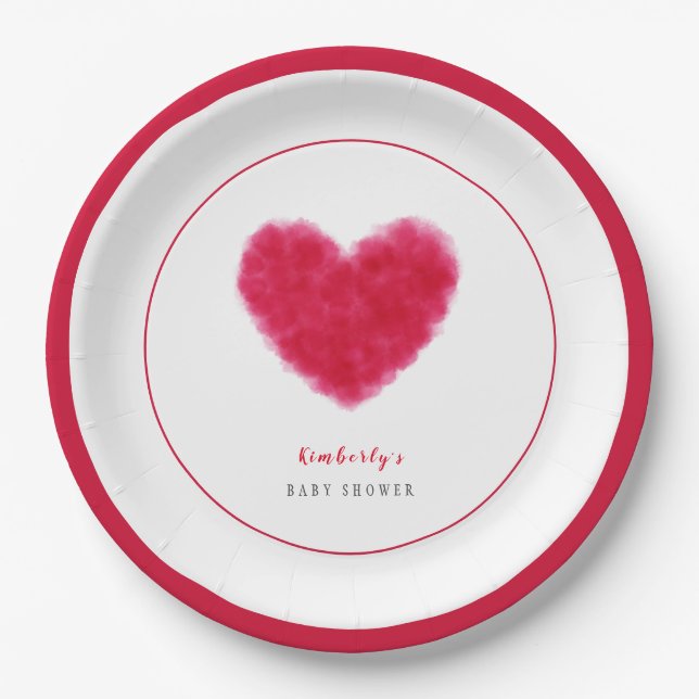 Cute Sweetheart Frame Valentines Baby Shower Paper Plates (Front)