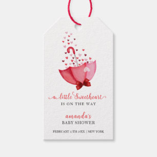 Cute Sweetheart Umbrella Bow Baby Shower Gift Tags