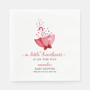 Cute Sweetheart Umbrella Bow Baby Shower Napkins