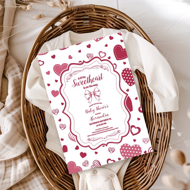 Cute Sweetheart Valentine's Day Baby Shower Invitation (Creator Uploaded)