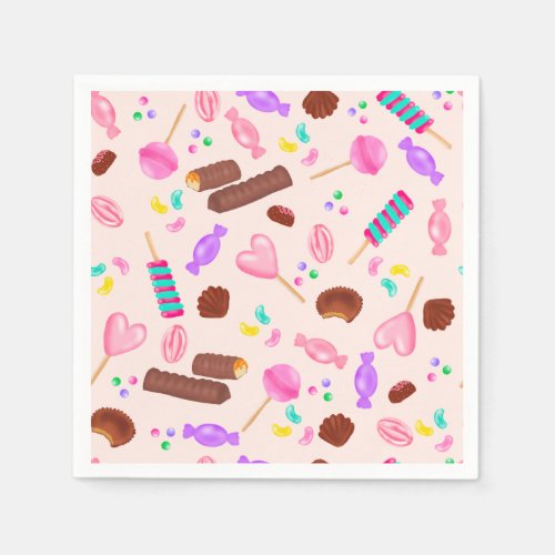 Cute sweets candy illustration kids birthday party napkins