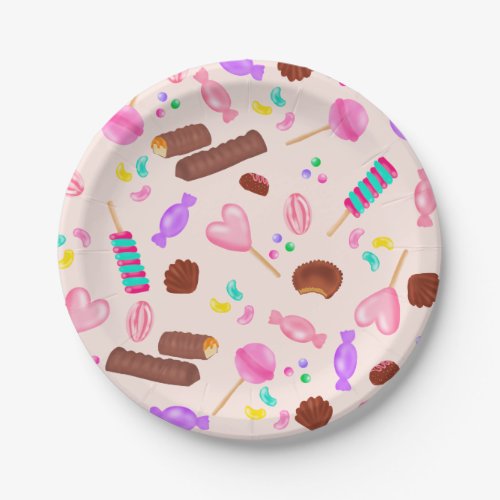 Cute sweets candy illustration kids birthday party paper plates