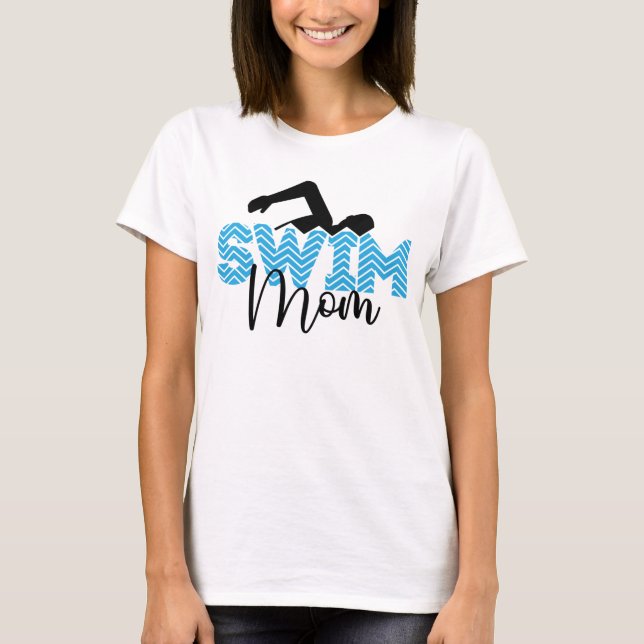 cute swim Mom word art T-Shirt (Front)