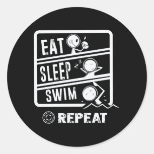 Cute Swimmer Design - Eat Sleep Swim Repeat Classic Round Sticker