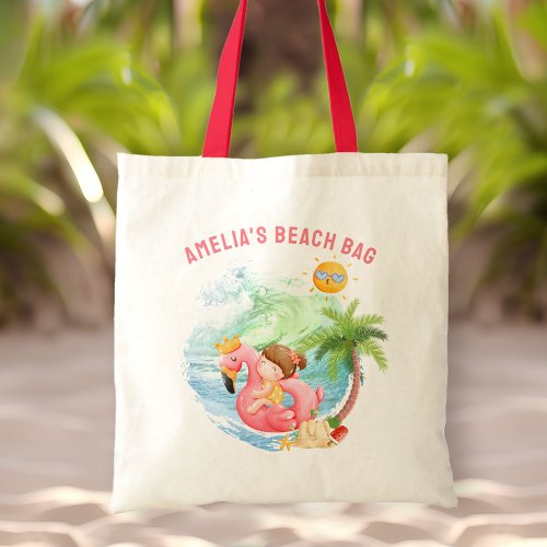 Cute Swimming Beach Name Girl Tote Bag