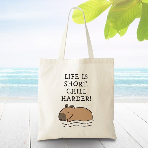 Cute Swimming Capybara Funny Quote Personalized Tote Bag