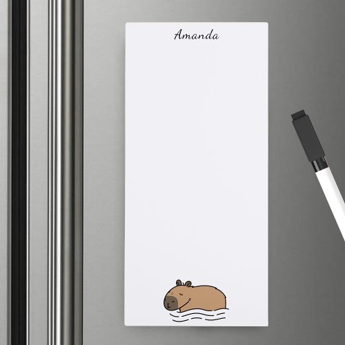 Cute Swimming Capybara Personalized Magnetic Notepad