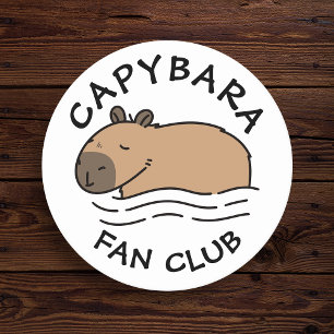 Cute Swimming Capybara Personalized Round Paper Coaster
