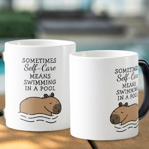 Cute Swimming Capybara Self Care Color Morph Mug