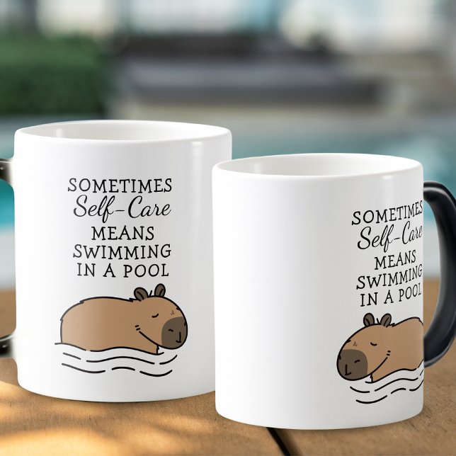 Cute Swimming Capybara Self Care Color Morph Mug (Creator Uploaded)