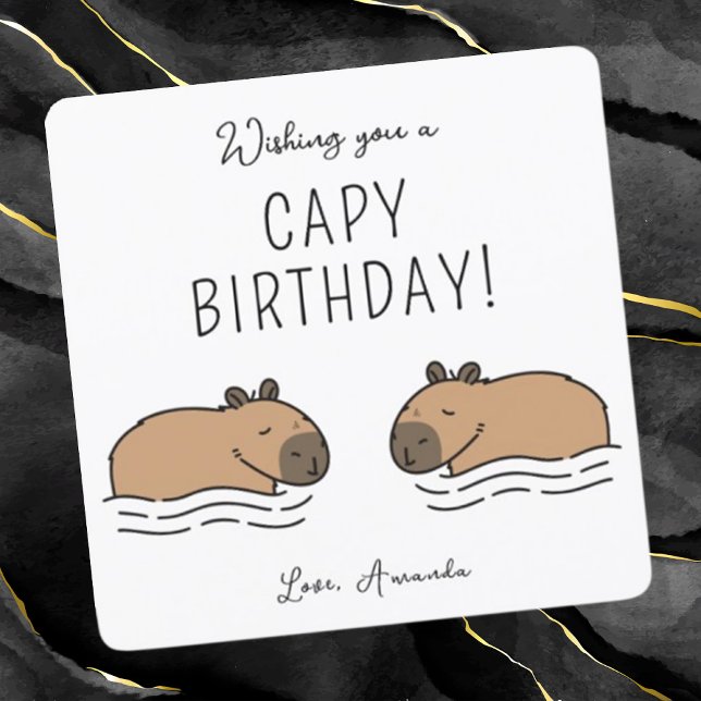 Cute Swimming Capybaras Capy Birthday Card (Creator Uploaded)