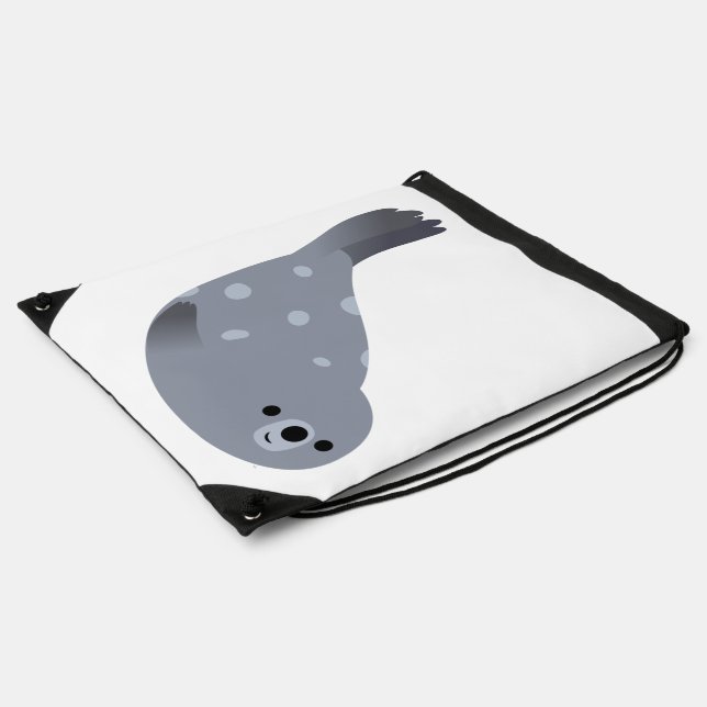 Cute Swimming Cartoon Harbor Seal Drawstring Bag (Side)