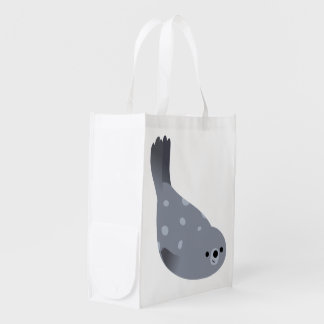 Cute Swimming Cartoon Harbor Seal Reusable Bag