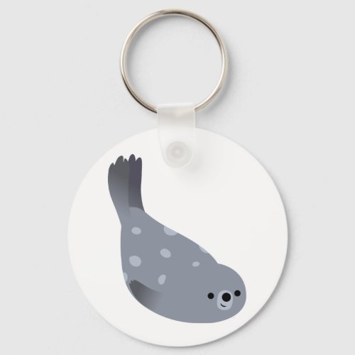 Cute Swimming Cartoon Harbour Seal Keychain