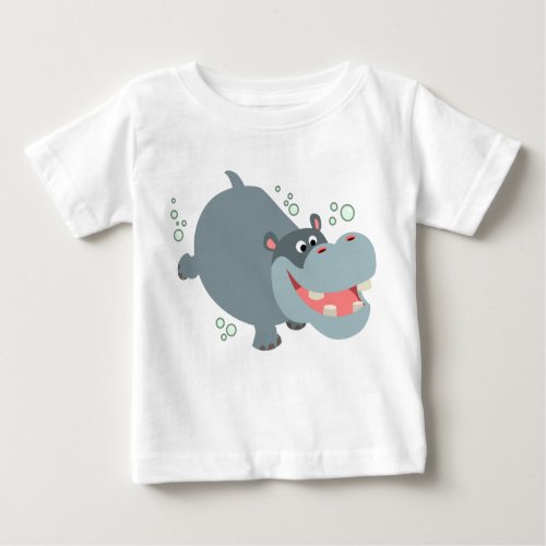 Cute Swimming Cartoon Hippo Baby T_Shirt