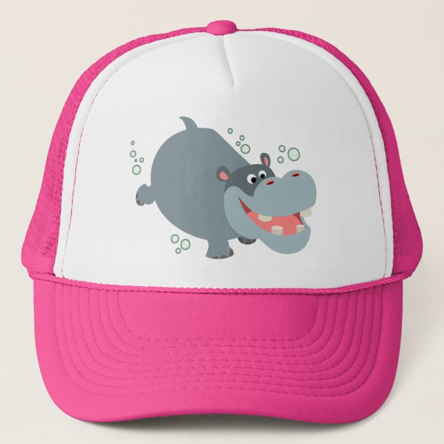 Cute Swimming Cartoon Hippo Hat (Front)