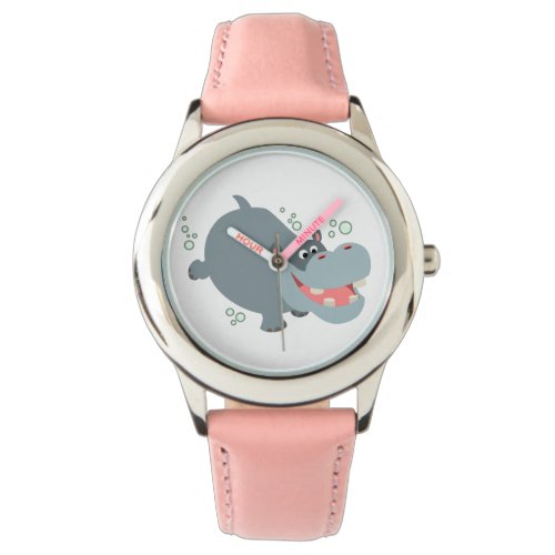 Cute Swimming Cartoon Hippo Watch