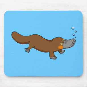 Cute swimming duck-billed platypus mouse pad
