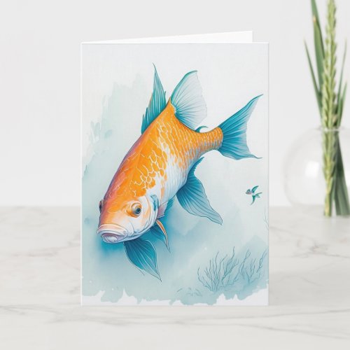 Cute Swimming Gold Fish Blank Greeting Card