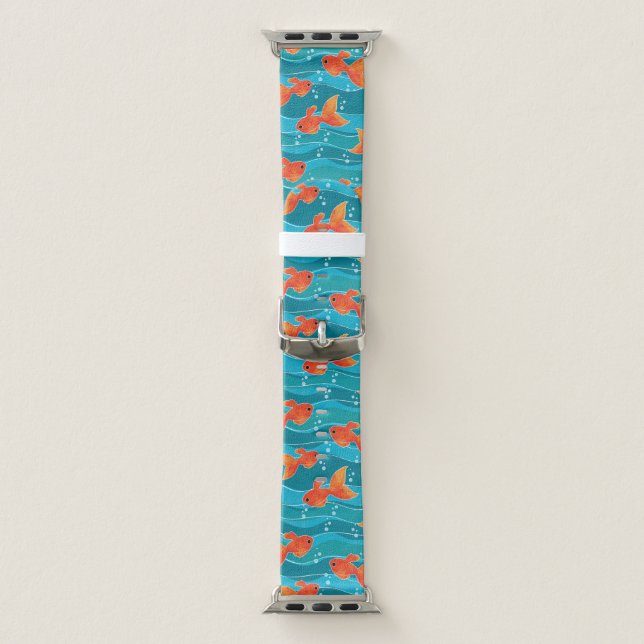 Cute Swimming Goldfish & Water Pattern Apple Watch Band (Band)