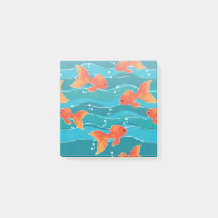Cute Swimming Goldfish & Water Pattern Post-it Notes