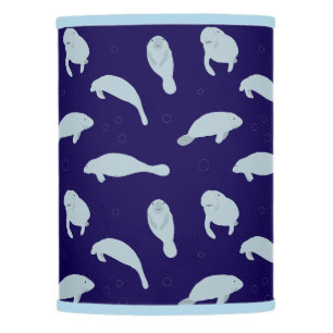 Cute Swimming Manatee Patterned Blue Lamp Shade