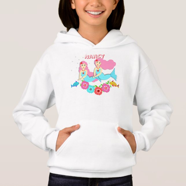 Cute Swimming Mermaids Theme Personalized Hoodie (Front)