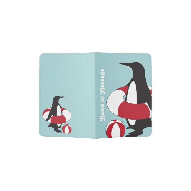 Cute Swimming Penguin Cartoon Summer Kids Name