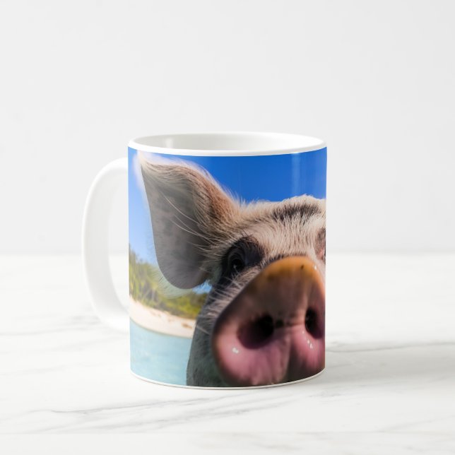 Cute Swimming Pig Exuma Bahamas Coffee Mug (Front Left)