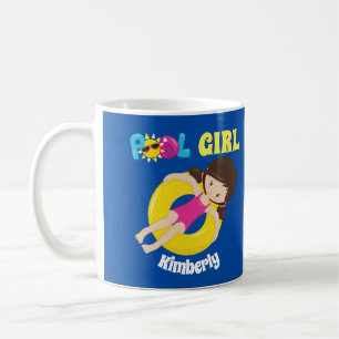 Cute Swimming Pool Girl Custom Swim Team Kids Coffee Mug