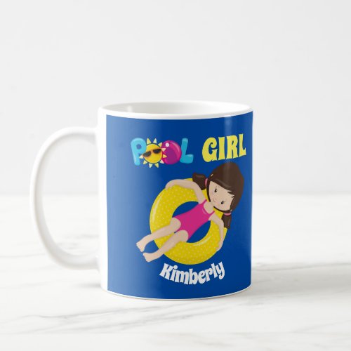 Cute Swimming Pool Girl Custom Swim Team Kids Coffee Mug
