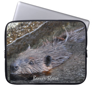 Cute Swimming Wild Beaver Wildlife Photo Laptop Sleeve