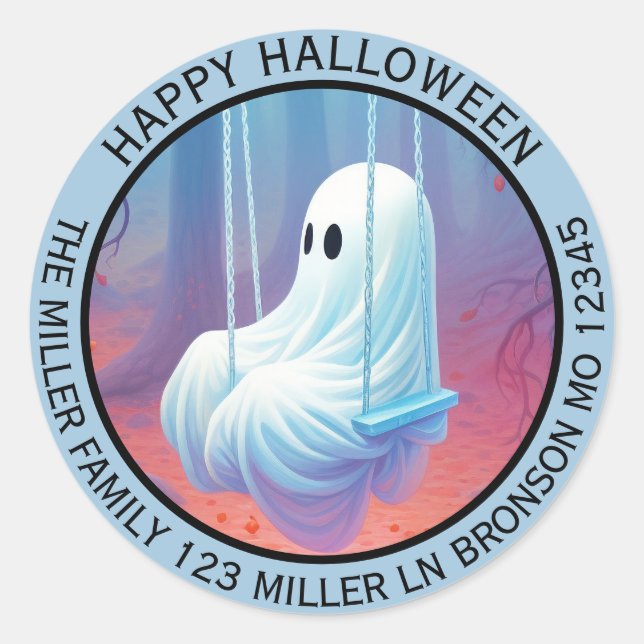 Cute Swinging Ghost Envelope Seal (Front)