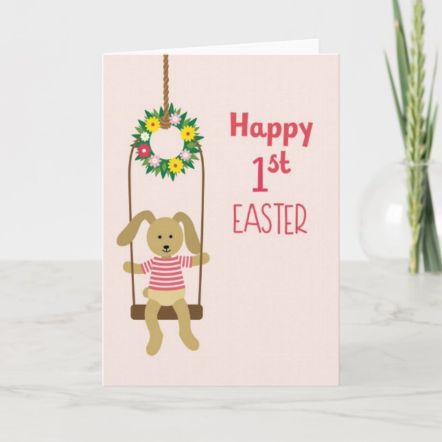 Cute Swinging Plush Friend Card (Front)