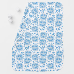 Cute Swirly Birds folk art baby blue Blanket