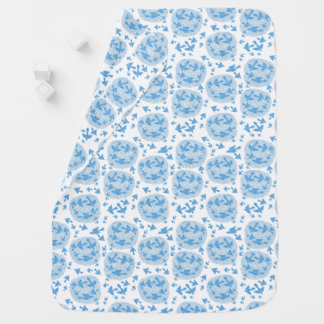 Cute Swirly Birds folk art baby blue Blanket